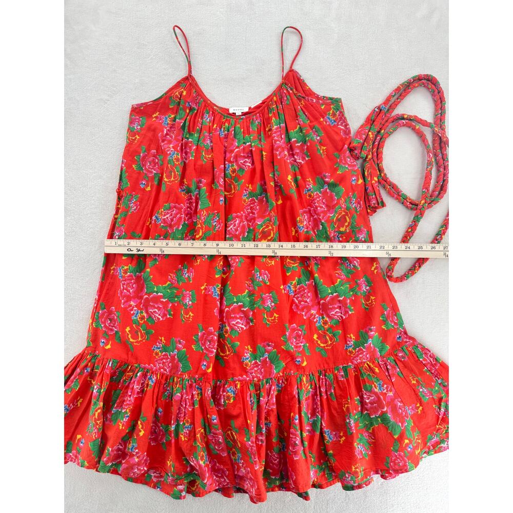Rhode Red Lea Floral Sleeveless Dress Tie Waist Cotton Twirl Large Sundress L - Picture 10 of 10
